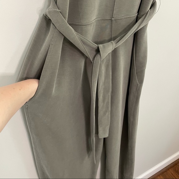 Lululemon Ease Of It All V-Neck Jumpsuit Grey Sage One Piece Softstreme Size 14 - Picture 4 of 6